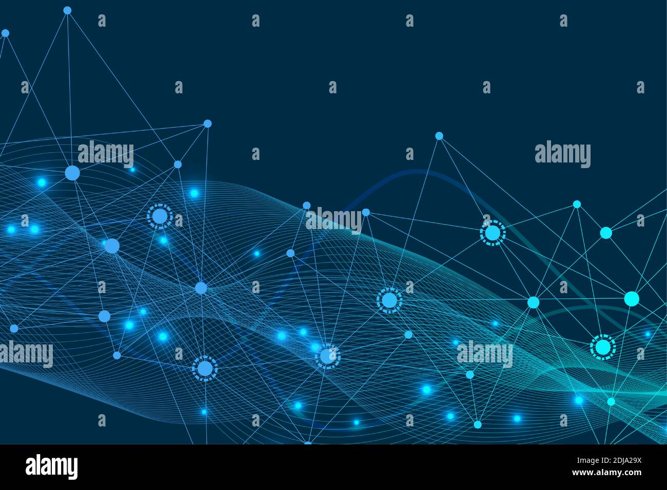 Big Data Visualization Background. Modern futuristic virtual abstract background. Science network pattern, connecting lines and dots. Global network Stock Vector