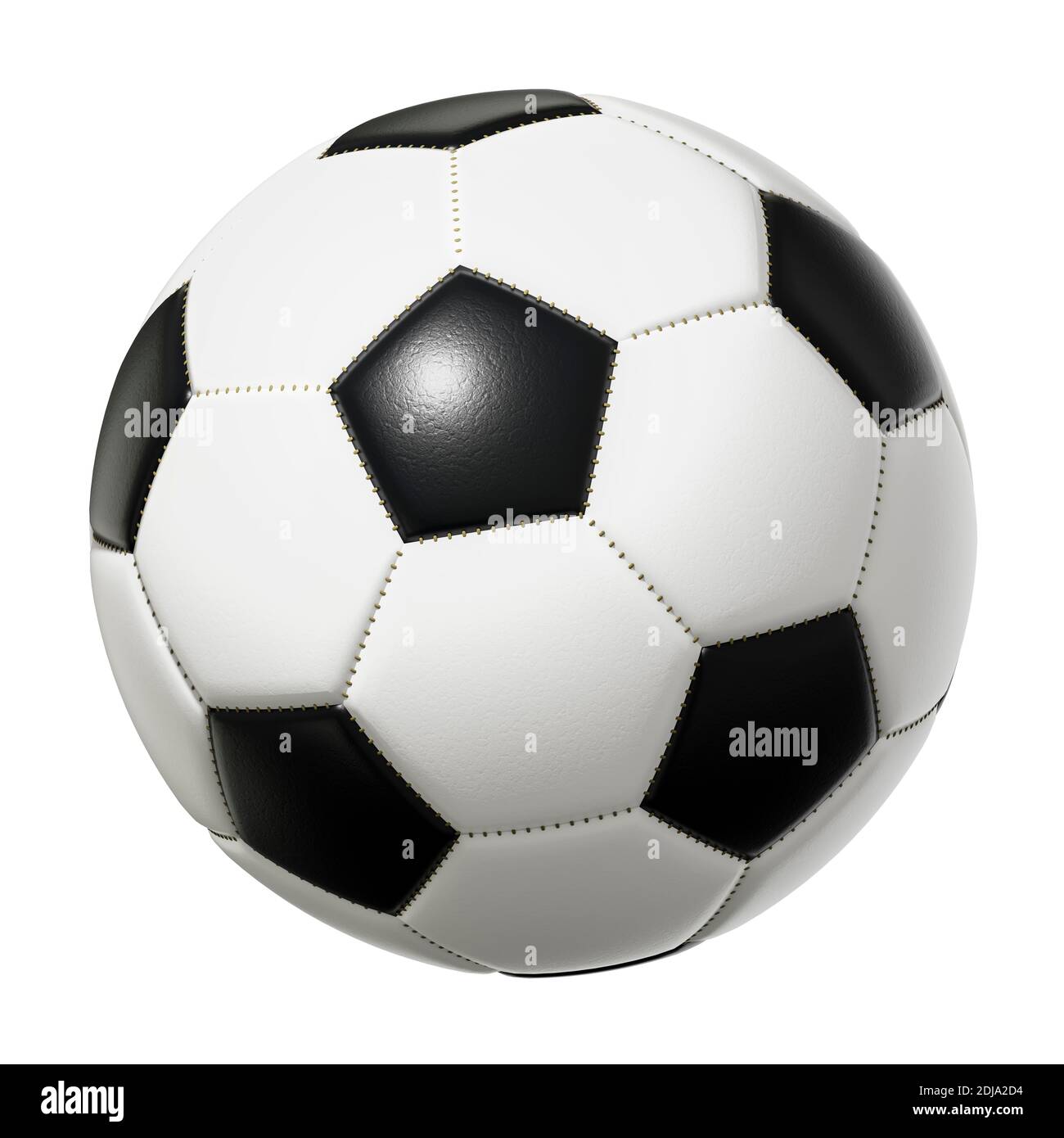 3d illustration of a typical black and white soccer ball isolated on ...