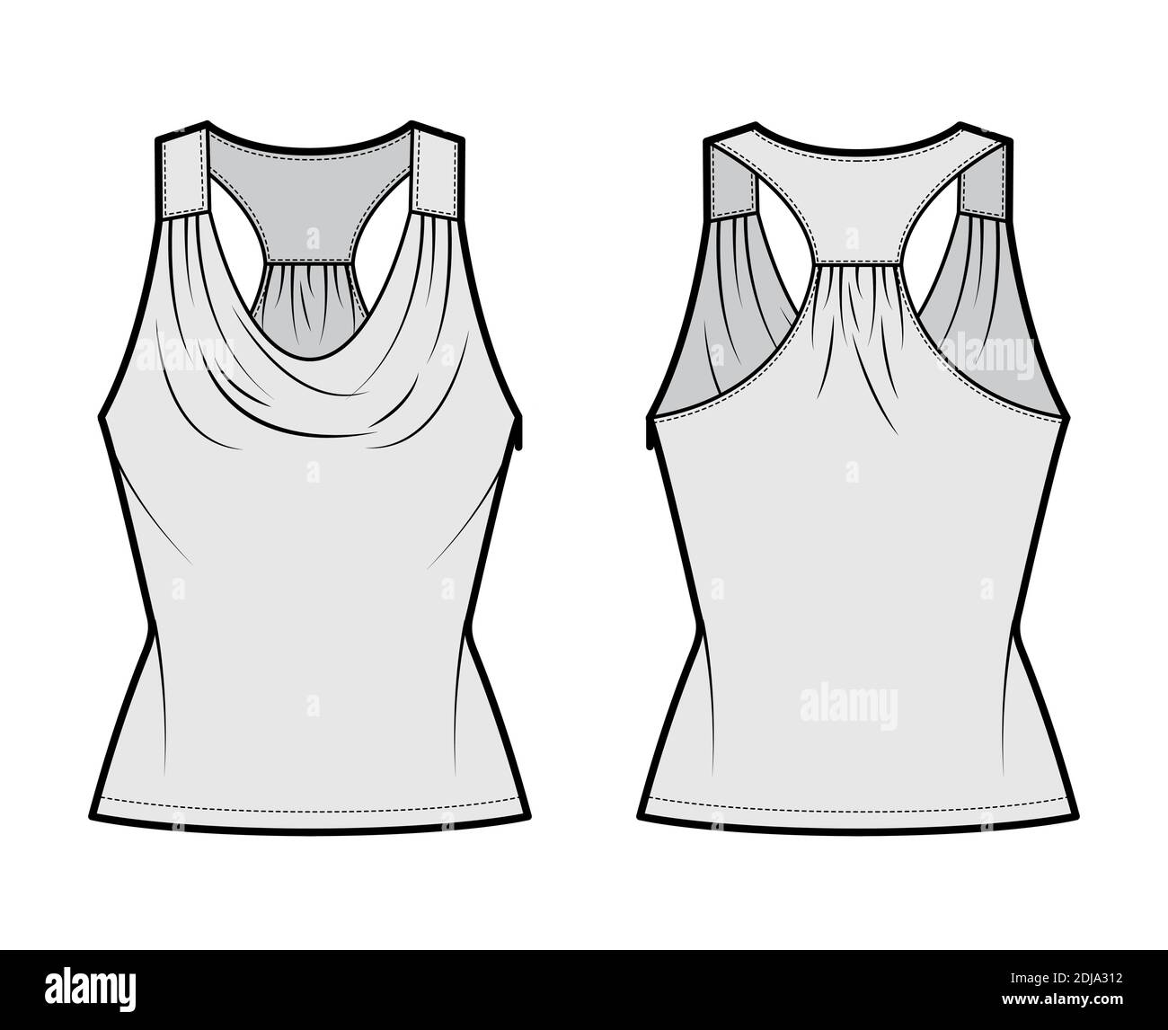 Women strappy tank top fashion flat sketch template girls technical  fashion illustration adjustable straps  CanStock