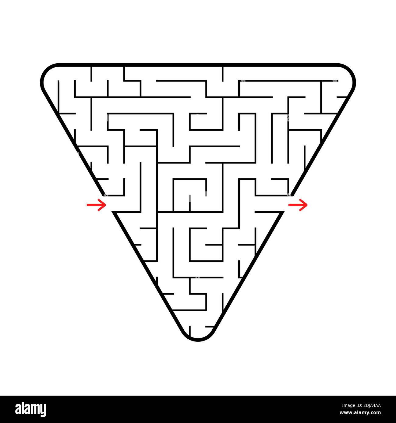 Triangular labyrinth with an input and an exit. Simple flat vector ...