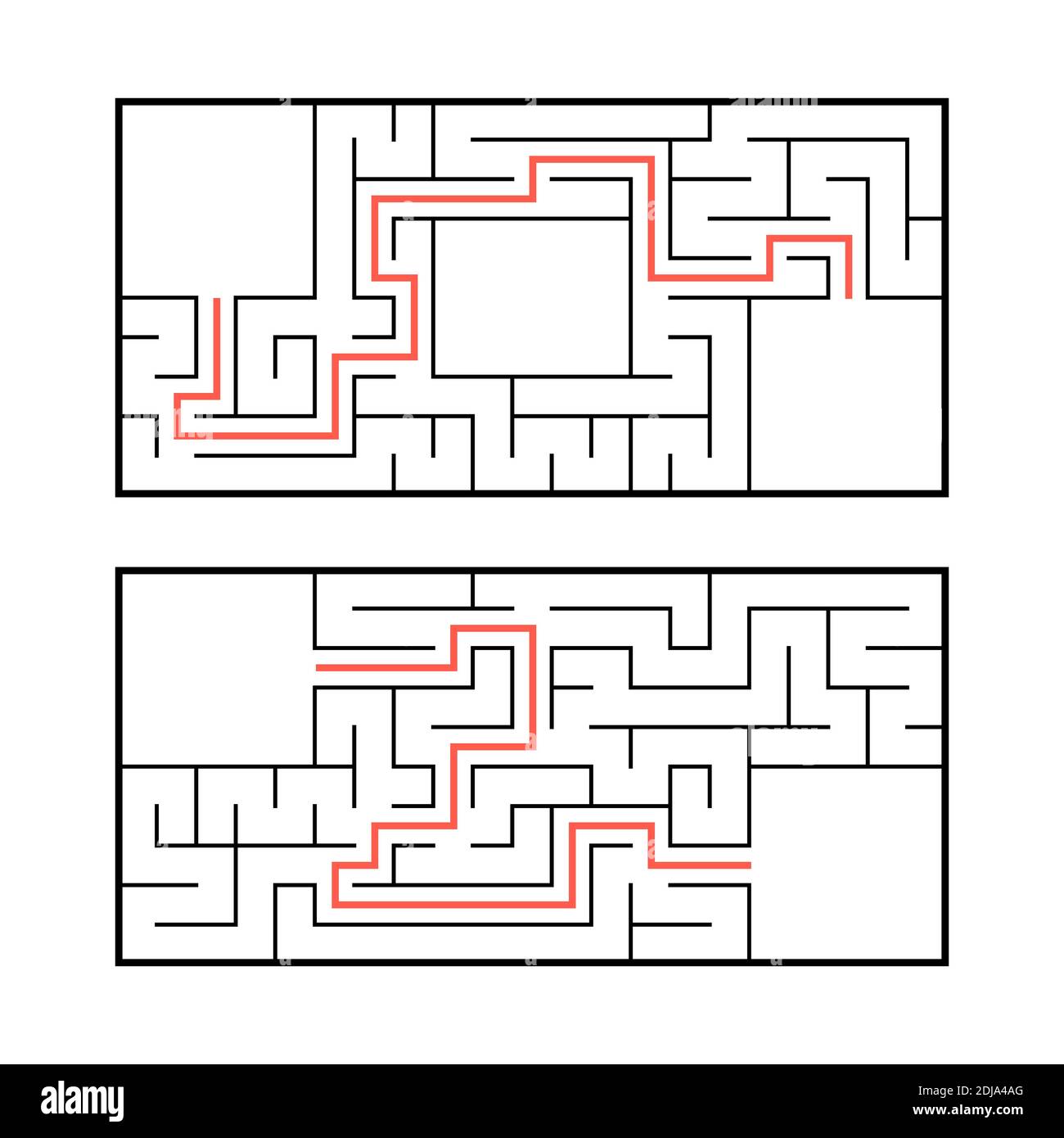 A set of two rectangular labyrinths. Simple flat vector illustration