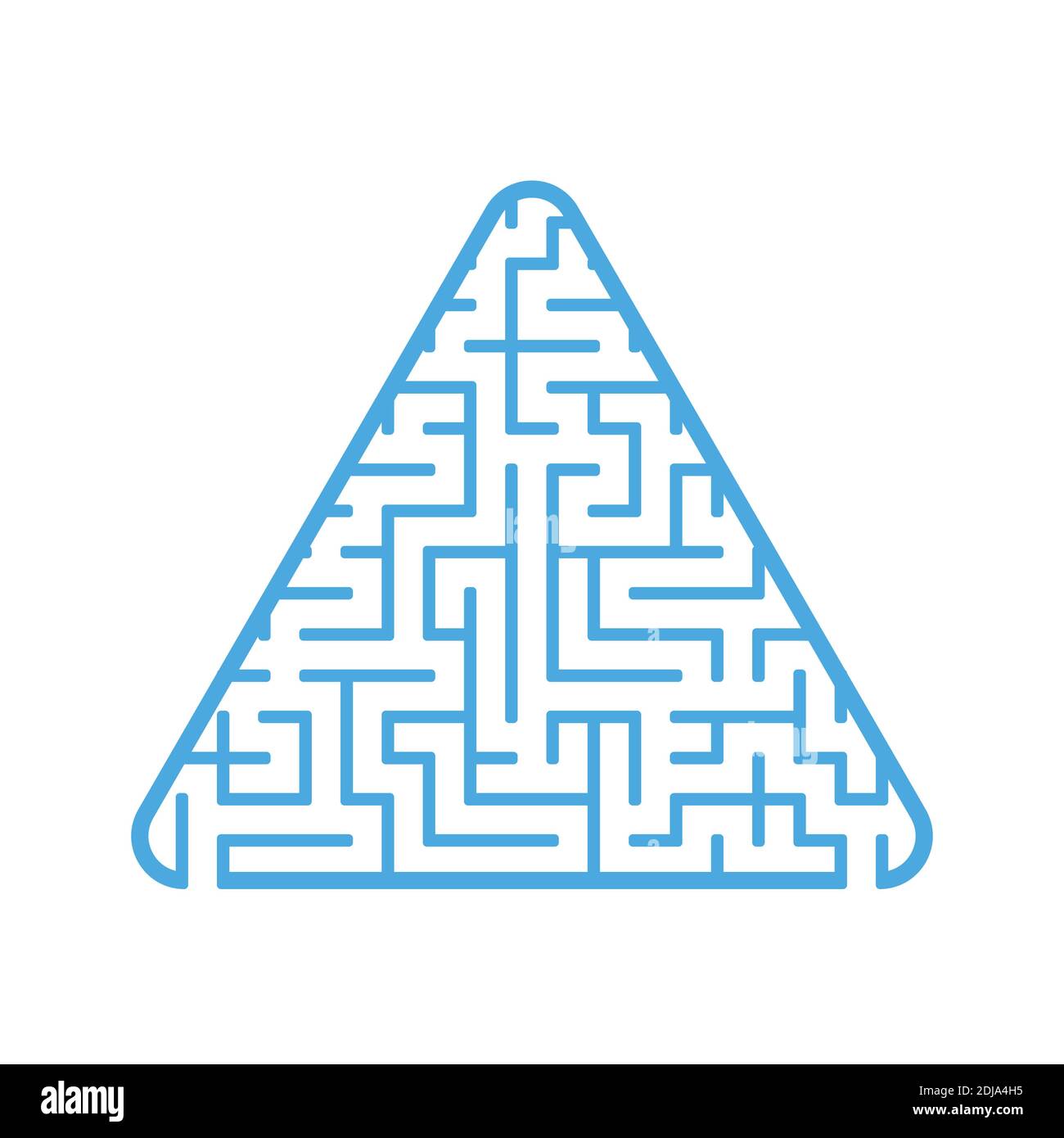 Triangular labyrinth with an input and an exit. Simple flat vector illustration isolated on white background Stock Vector