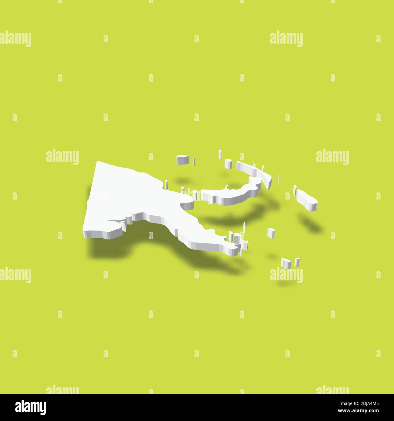 Papua New Guinea - white 3D silhouette map of country area with dropped ...