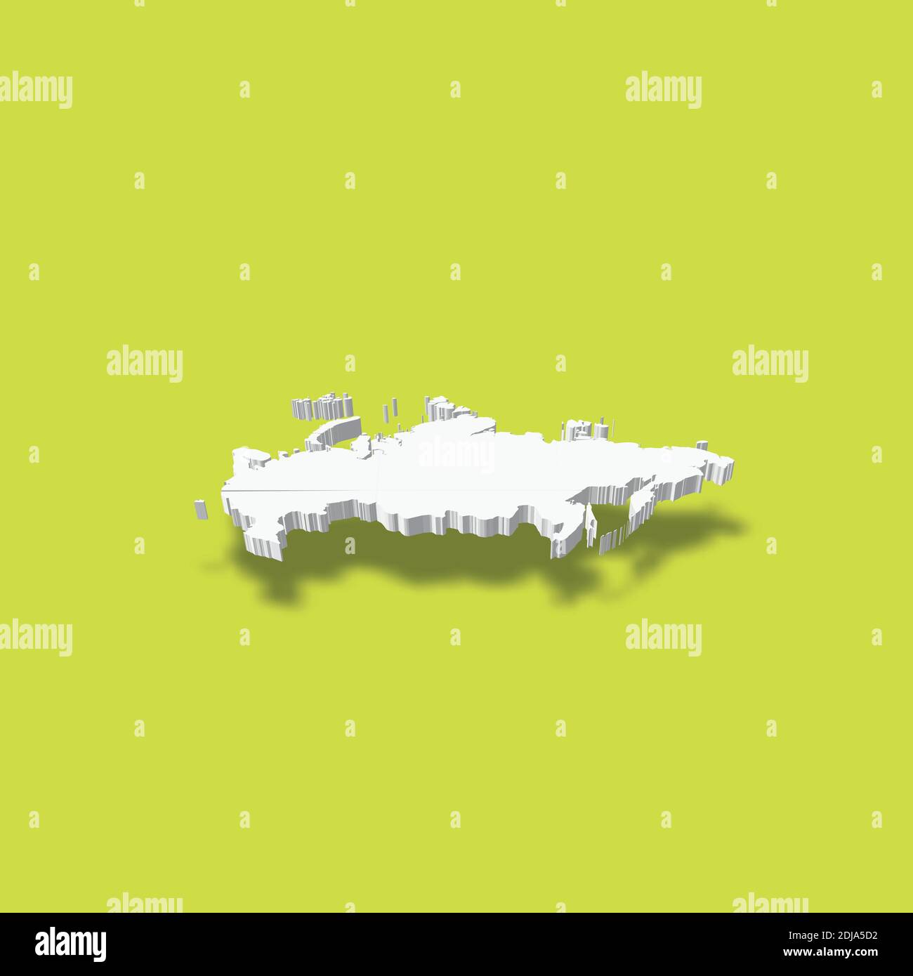 Russia - white 3D silhouette map of country area with dropped shadow on ...