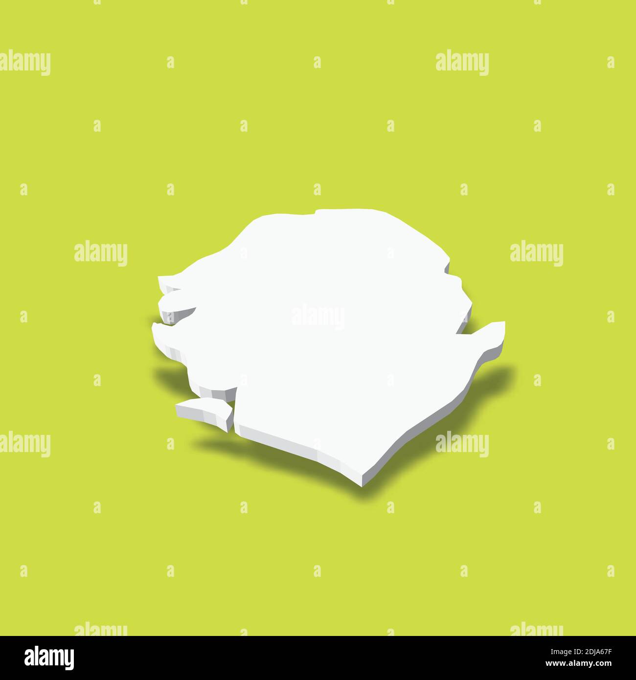 Sierra Leone - white 3D silhouette map of country area with dropped ...