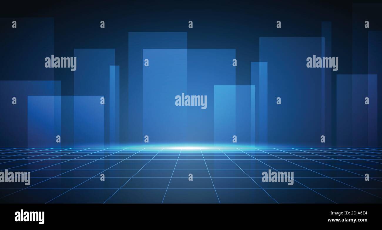 Abstract blue line technology of connection square artwork design with ...