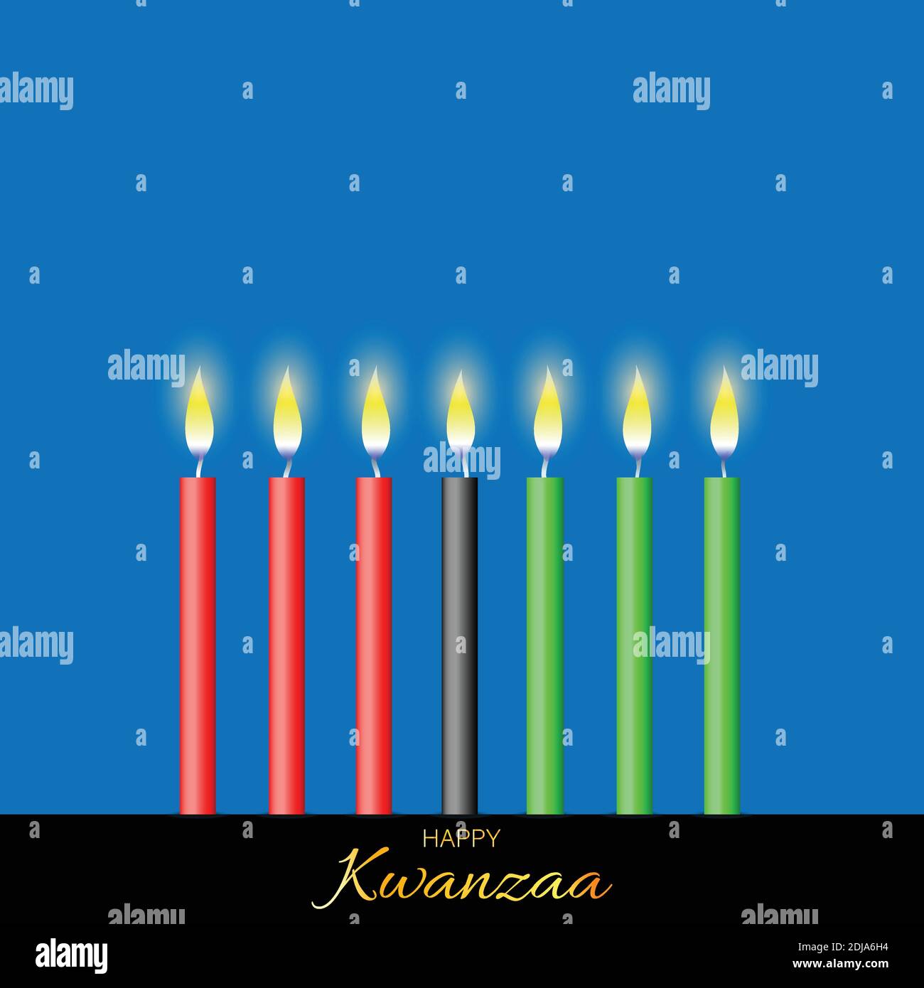 Vector Illustration for Kwanzaa. Template with seven realistic candles. Traditional african american ethnic holiday design concept Stock Vector