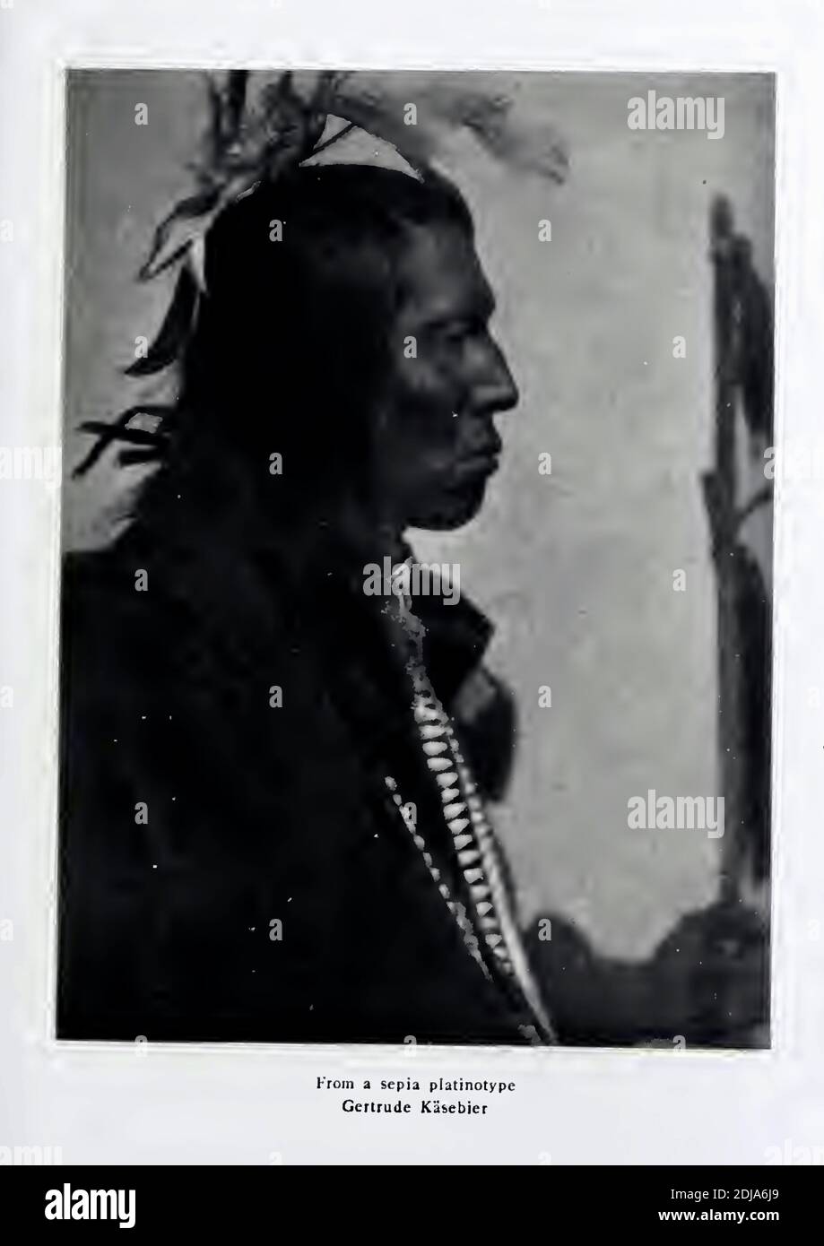 !904 photograph of a native american man, possibly Sioux, by pioneering photographer Gertrude Kasebier Stock Photo