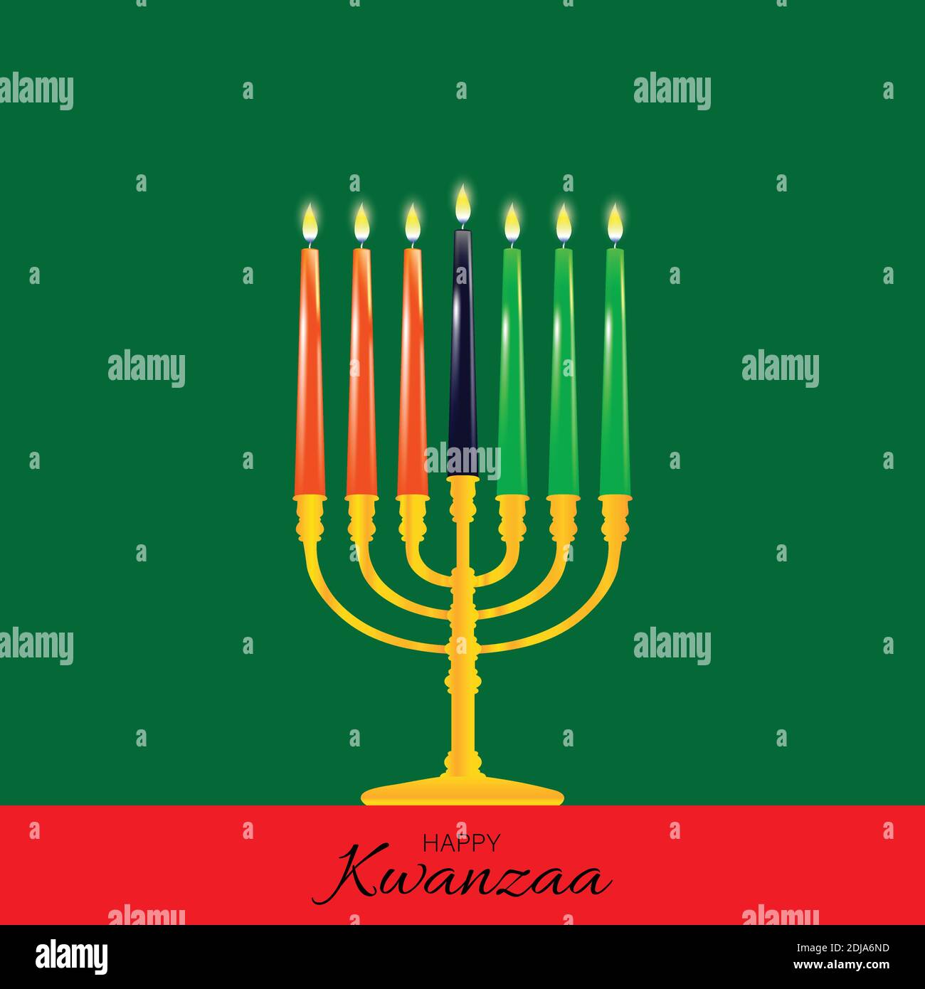 Vector Illustration for Kwanzaa. Template with seven realistic candles. Traditional african american ethnic holiday design concept Stock Vector