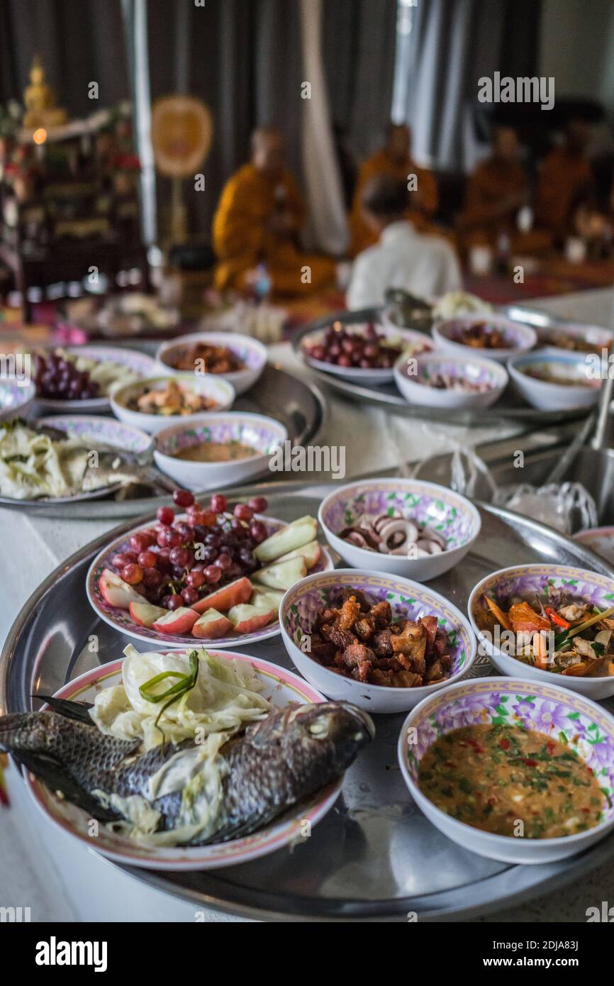 Thai food spread on a traditional wedding Stock Photo