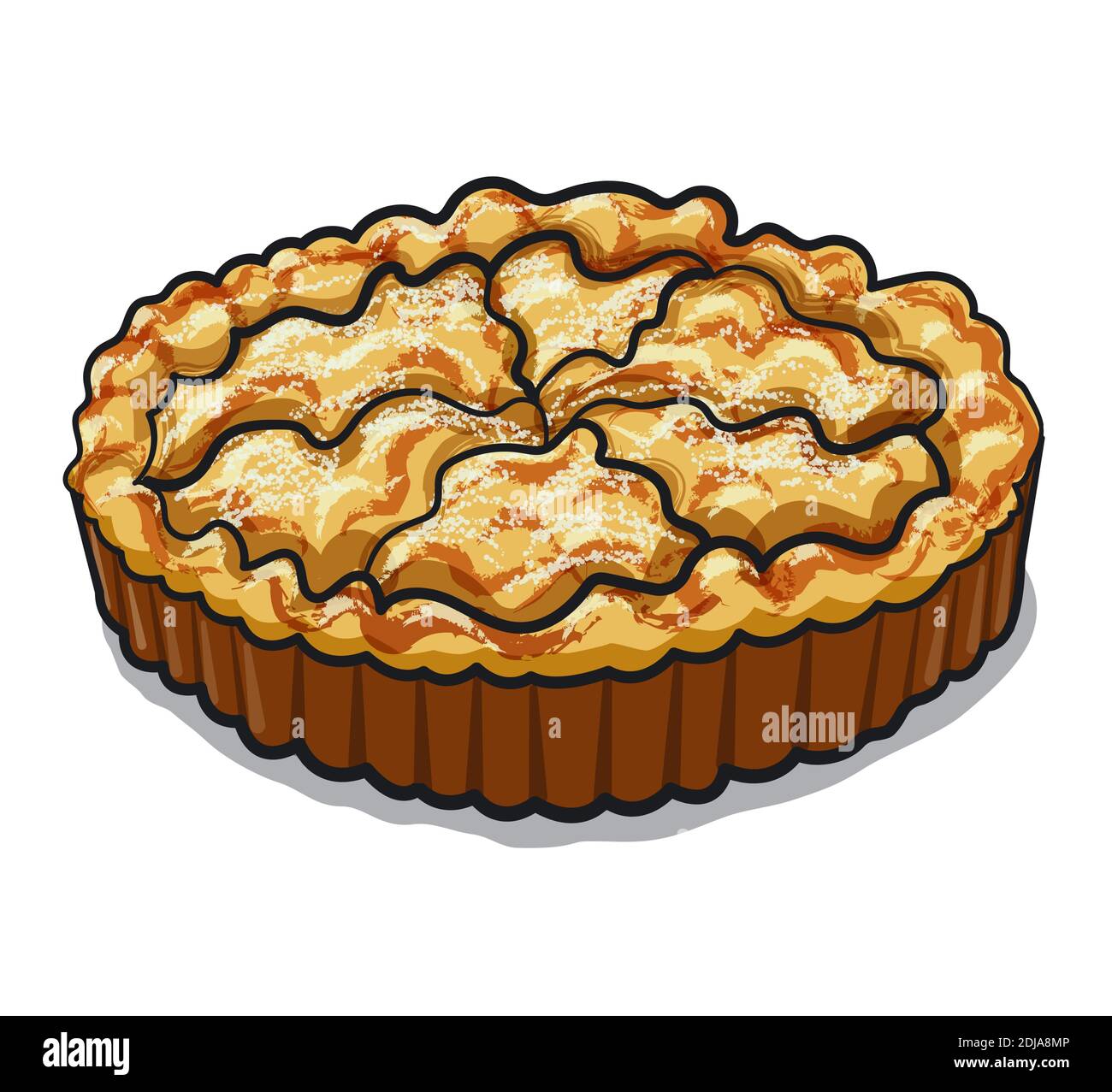 illustration of the traditional baked apple pie on the white background Stock Vector