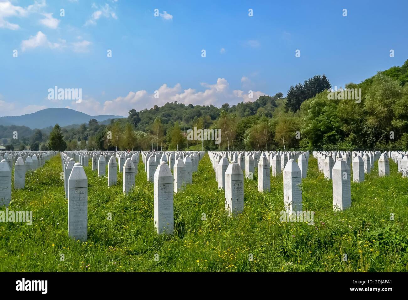 12.08.2018. Srebrenica. Bosnia and Herzegovina. Victims of the 1995 massacre over muslims in the Potocari memorial and cemetery. Stock Photo