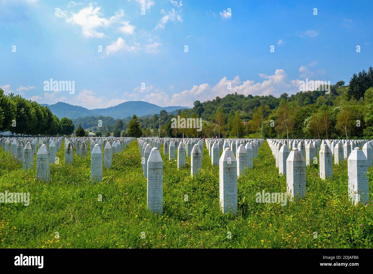 12.08.2018. Srebrenica. Bosnia and Herzegovina. Victims of the 1995 massacre over muslims in the Potocari memorial and cemetery. Stock Photo