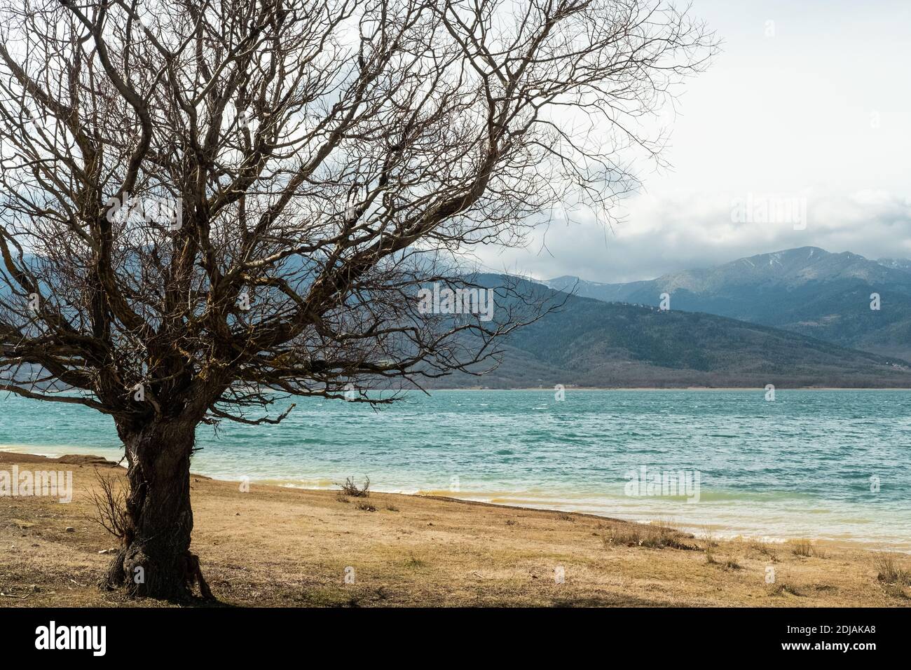 Lake Plastiras ( Λίμνη Πλαστήρα ) also called Tavropos Reservoir, near the city of Karditsa, Greece. Stock Photo