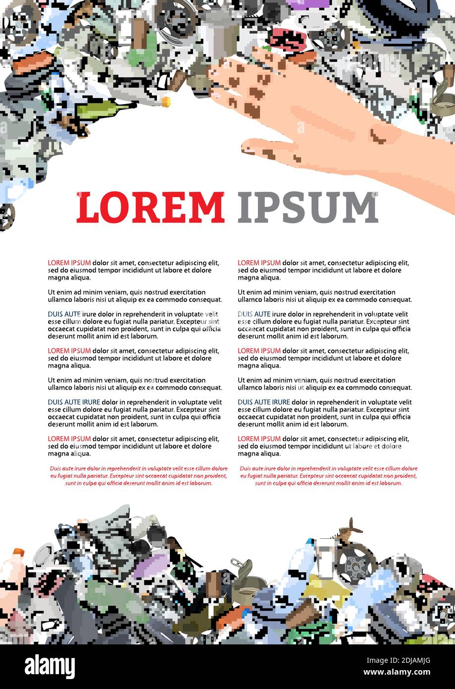 Template with different kinds of garbage and bags. The concept of ...