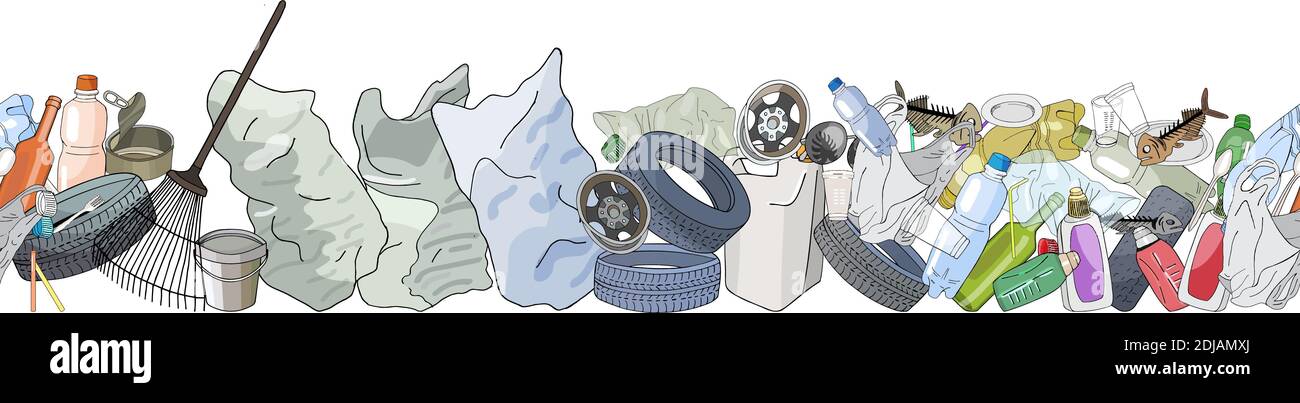 Different kinds of garbage. Seamless pattern brush. The concept of ...