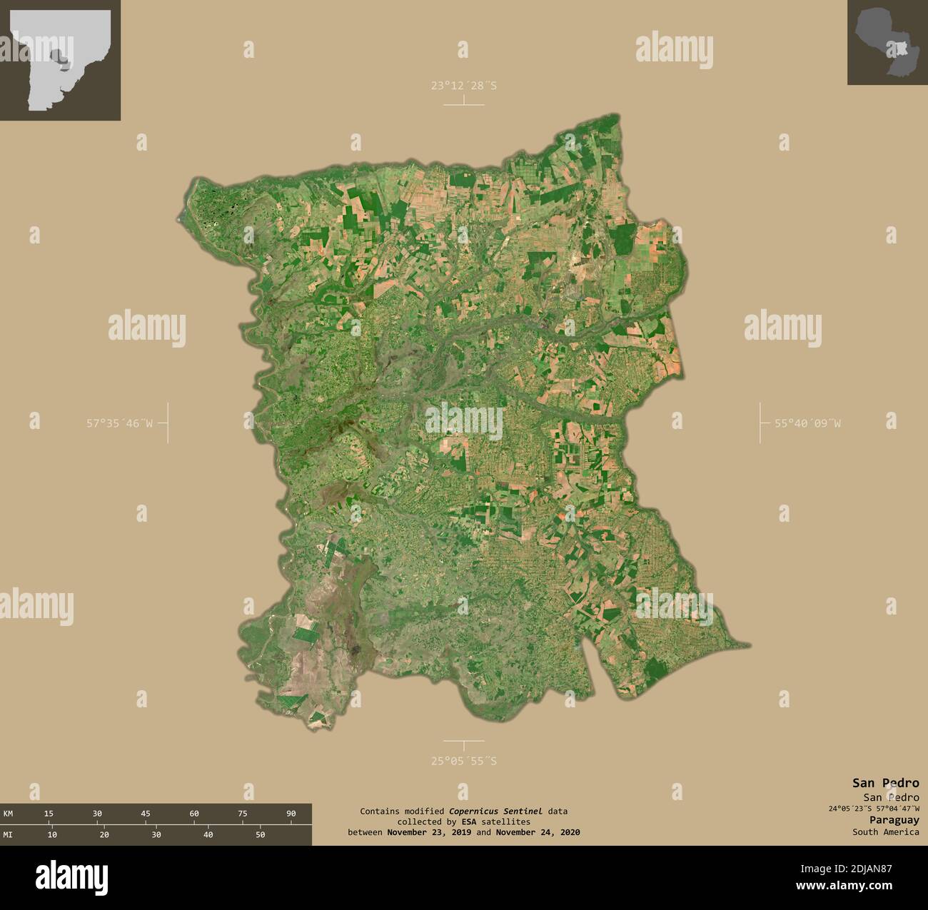 San Pedro Department Of Paraguay Sentinel 2 Satellite Imagery Shape