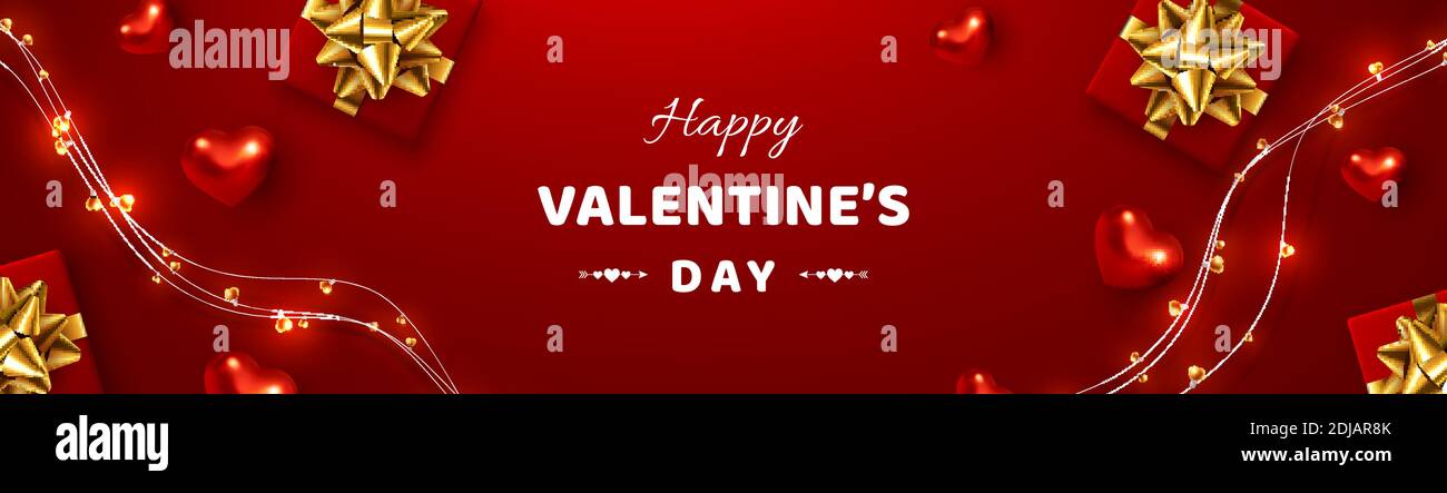 Valentines day horizontal banner. Stock Vector