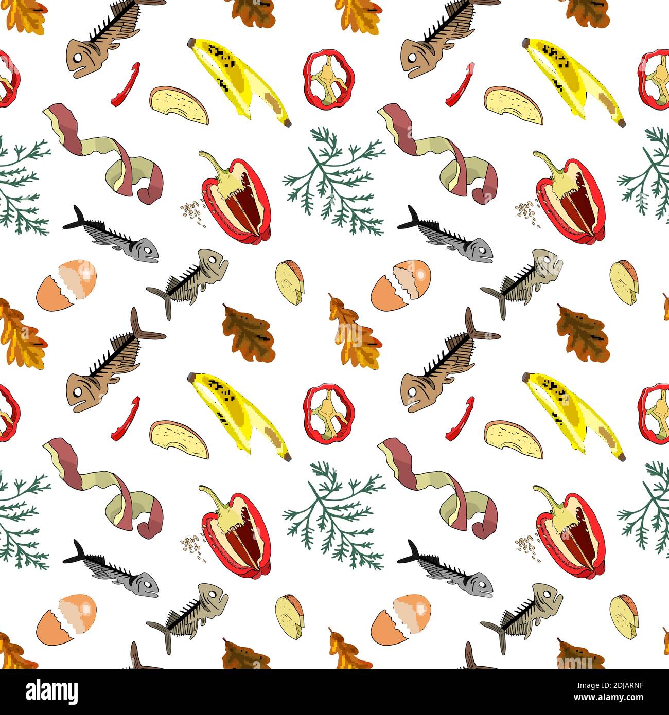 Seamless pattern with sorted organic garbage isolated on white ...