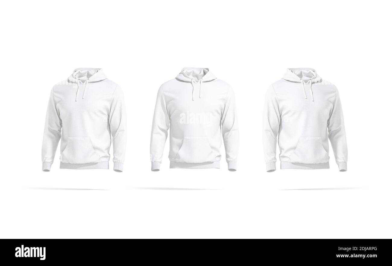 Download Blank White Hoodie With Hood Mockup Front And Side View 3d Rendering Empty Cotton Hoodi With Long Sleeve For Winter Tracksuit Mock Up Isolated Cl Stock Photo Alamy