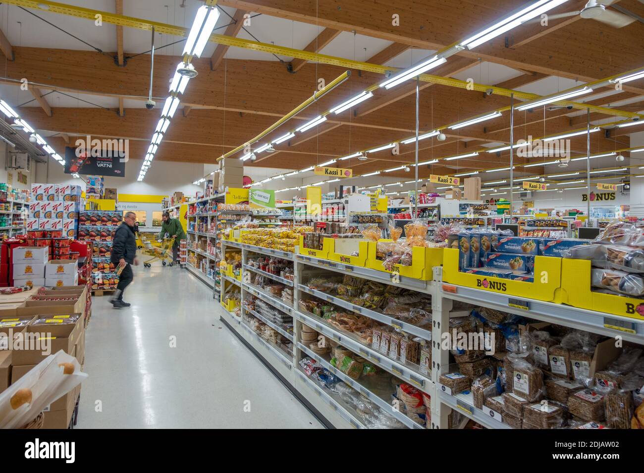 Inside A Bonus Supermarket In Iceland Bonus Is A Chain Of Icelandic Discount Value Supermarkets Throughout Iceland Stock Photo