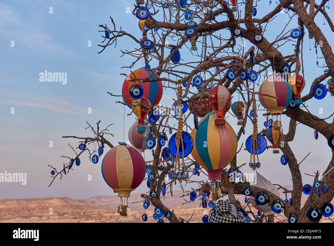 Decorative tree covered with evil eye, nazar boncugu Stock Photo