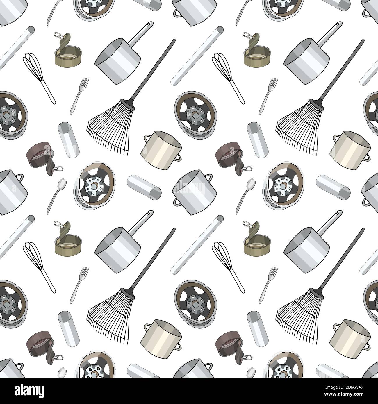 Garbage Collection Pattern Seamless pattern with sorted metal garbage isolated on white background ...