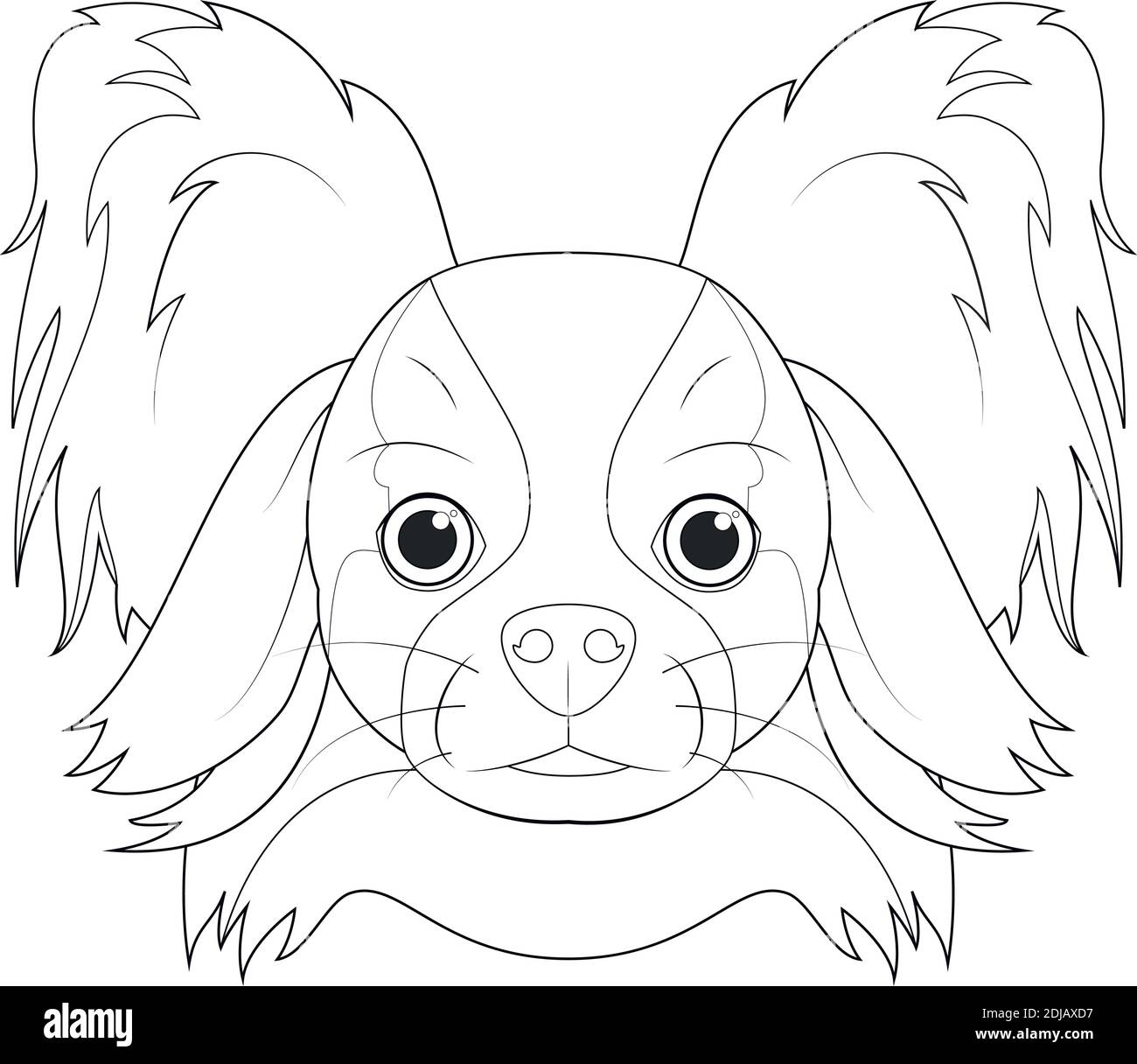 Rabbit Weaken Efficient Papillon dog easy coloring cartoon vector illustration. Isolated on white  background Stock Vector Image & Art - Alamy