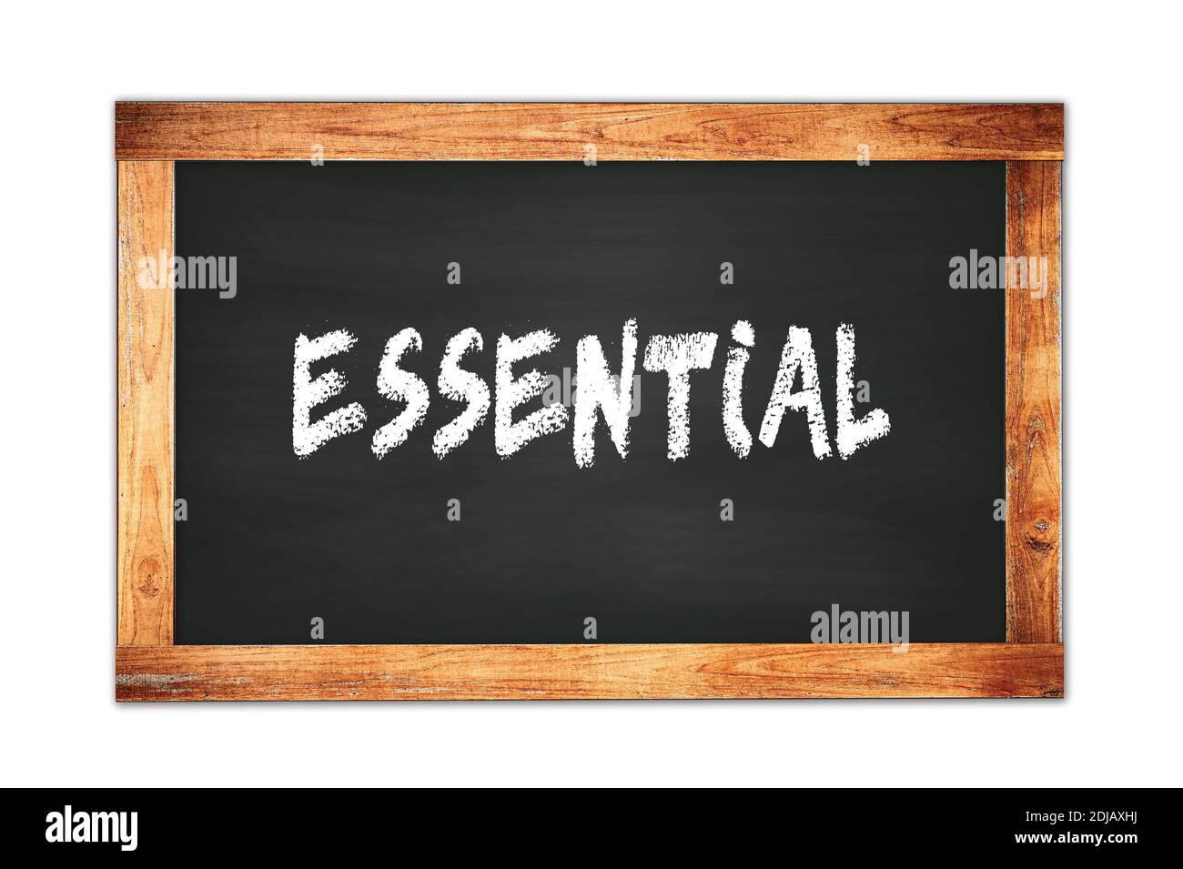 ESSENTIAL text written on black wooden frame school blackboard Stock ...