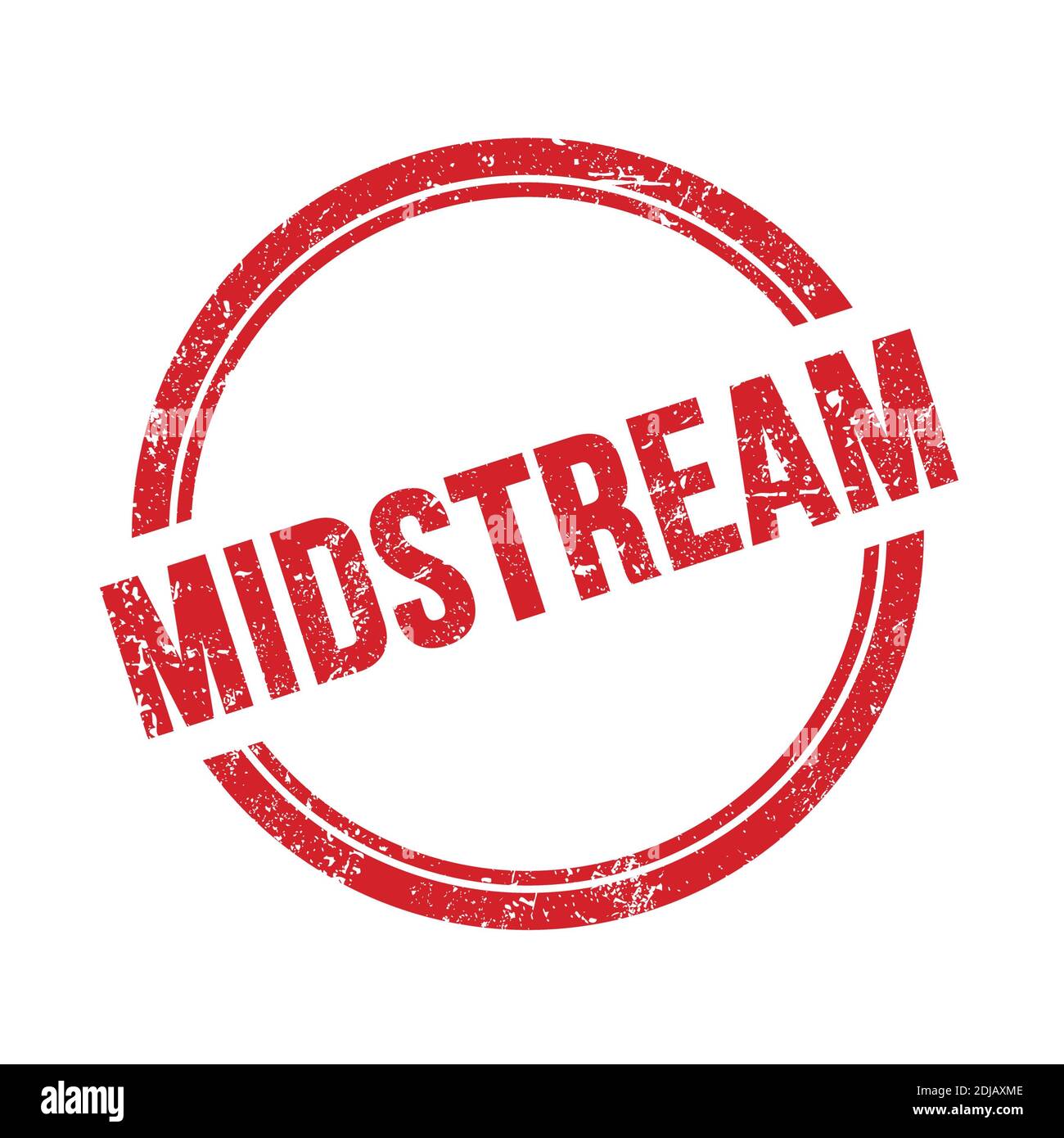 MIDSTREAM text written on red grungy vintage round stamp Stock Photo ...