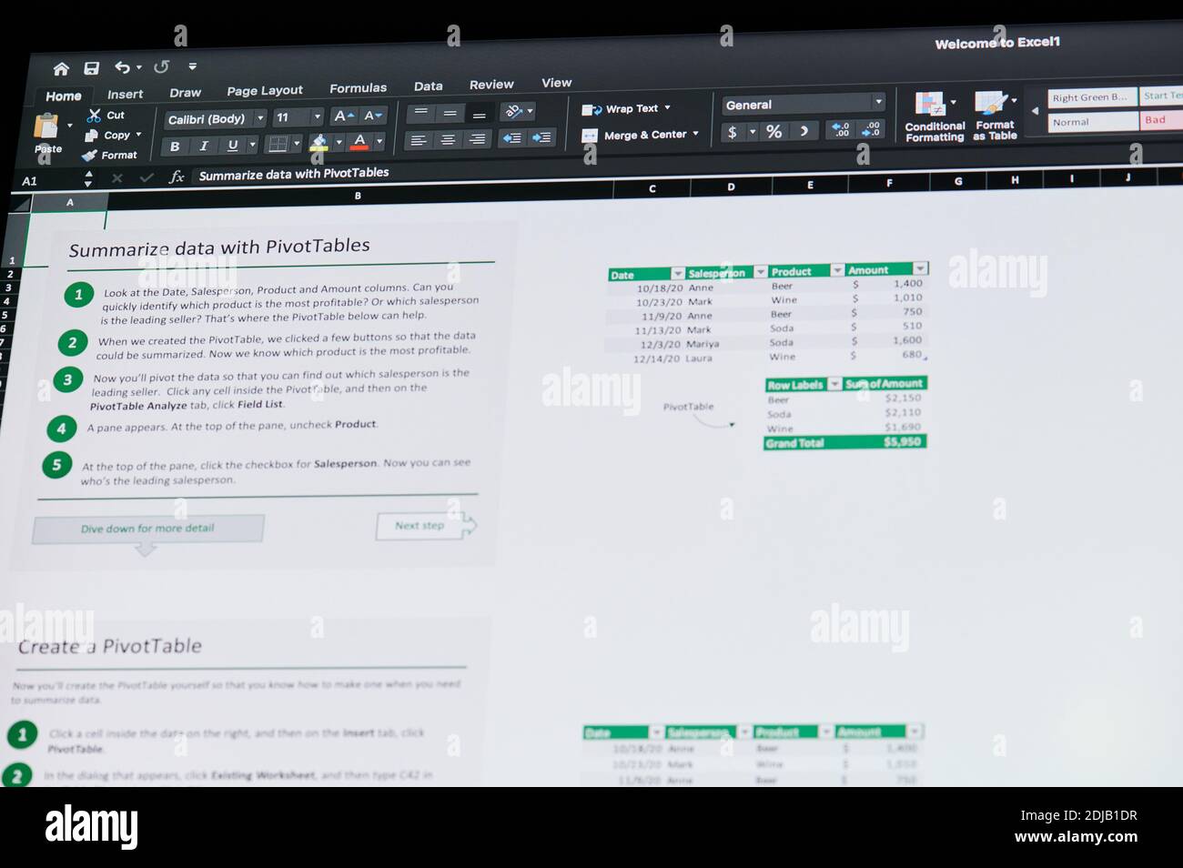 New york, USA - December 14, 2020: Editing excel xls spreadsheet  on laptop screen macro close up view Stock Photo