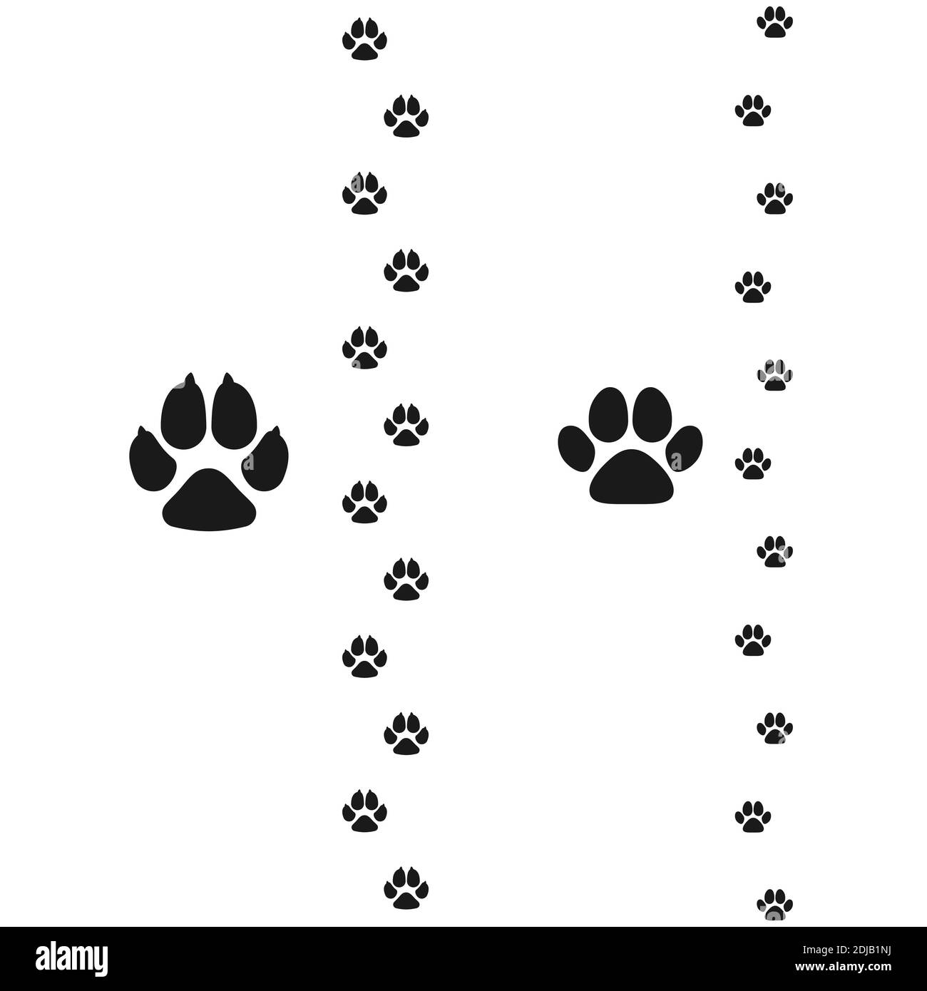Dogs and cats paws. Pet footprint flat icon. Vector illustration isolated on white background Stock Vector