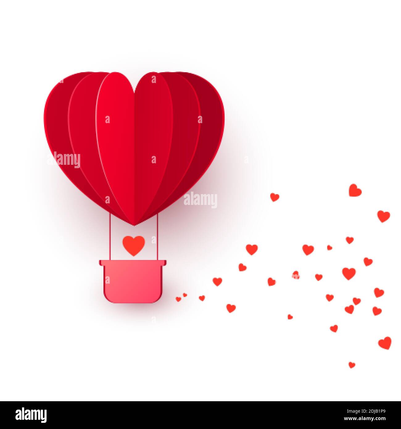 Valentine`s day with red heart shape balloon flying. Balloon flies and ...