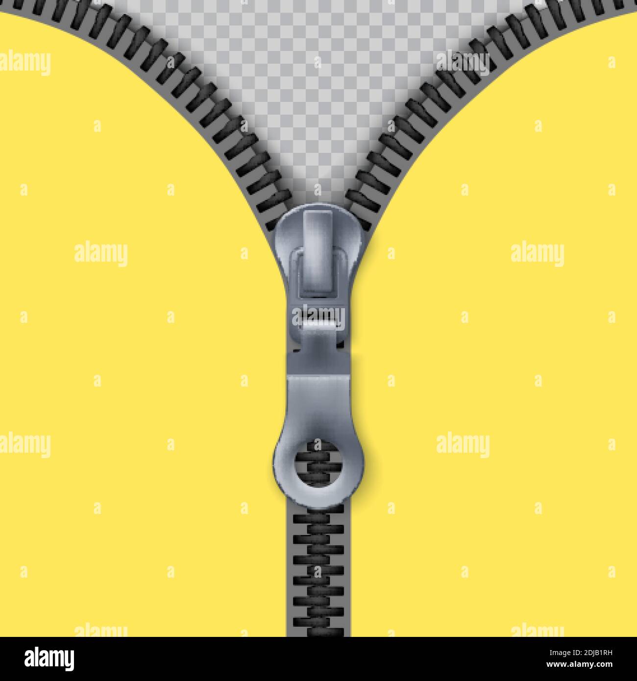 Zipper. Zippered lock and unlock. Closed and open zipper. Vector illustration Stock Vector