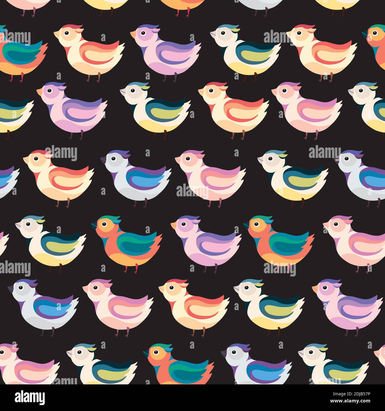 bird seamless pattern on a black background. Stock Vector