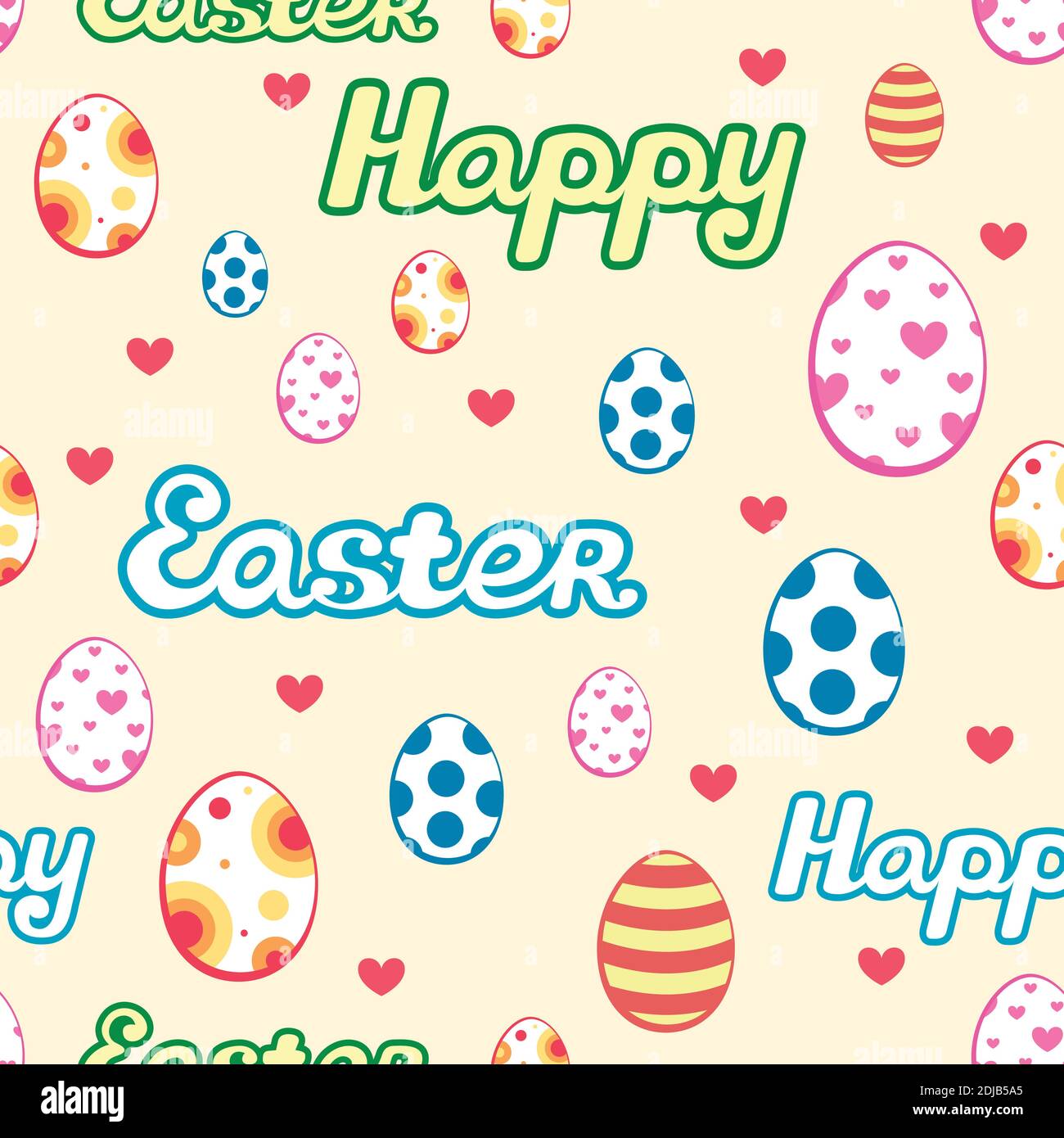 happy easter seamless pattern on a beige background. Stock Vector