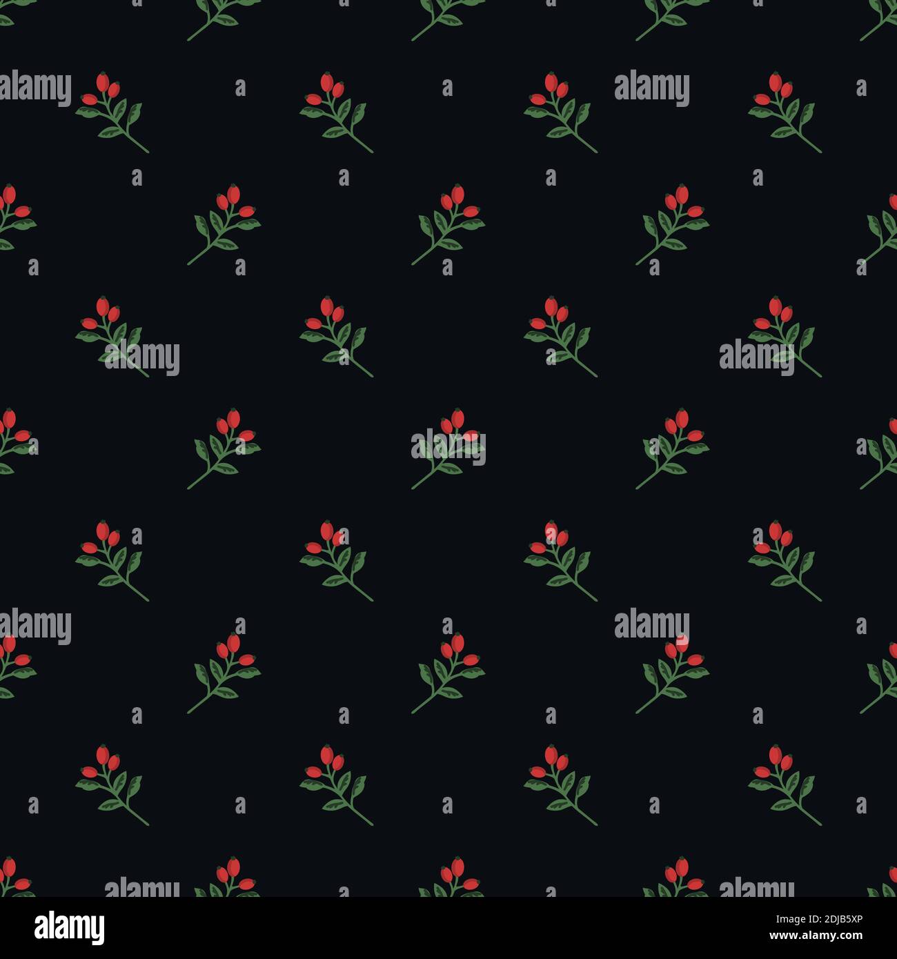 Seamless dogrose berries decorative pattern Stock Vector