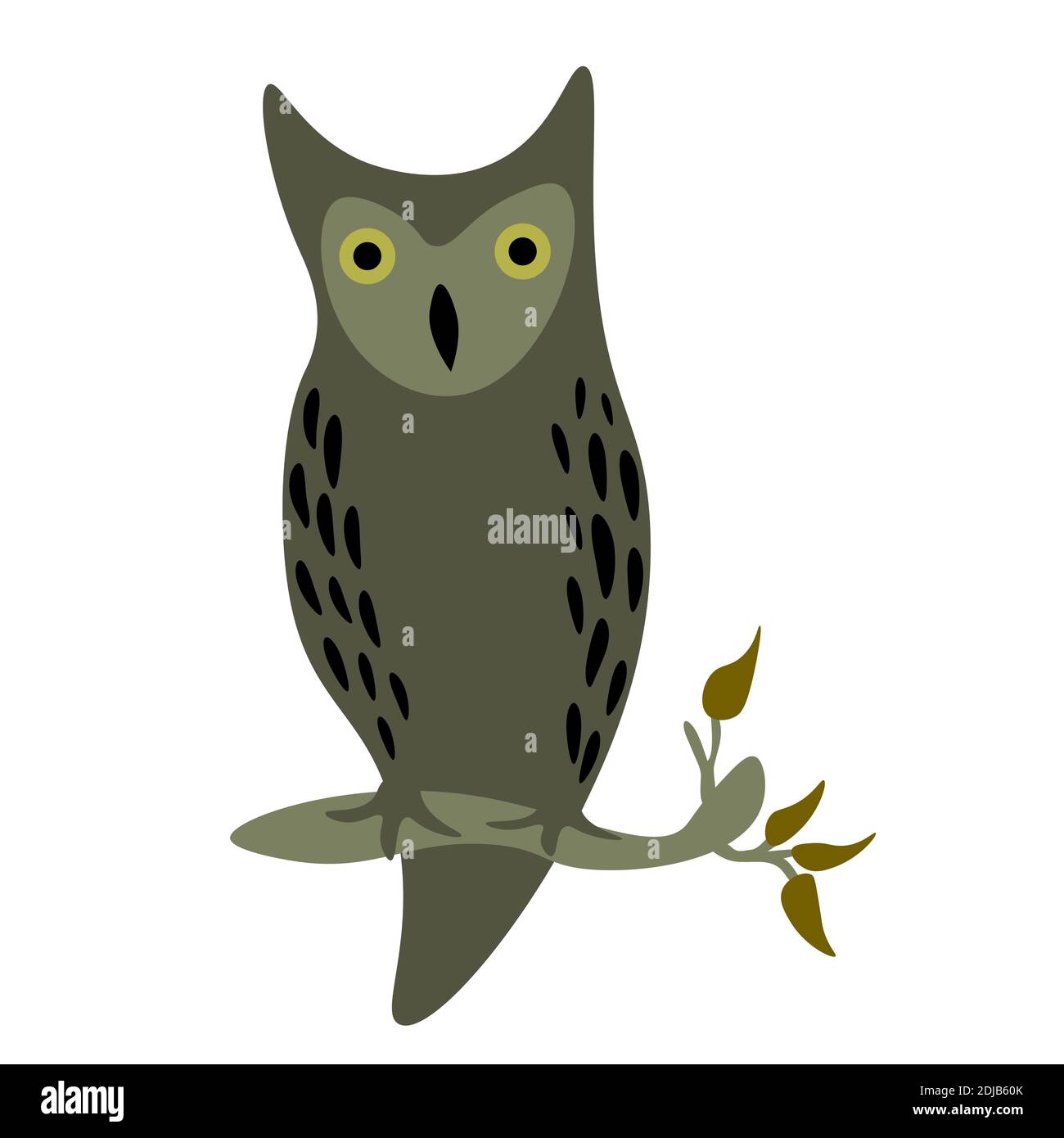Simple owl on branch illustration Stock Vector