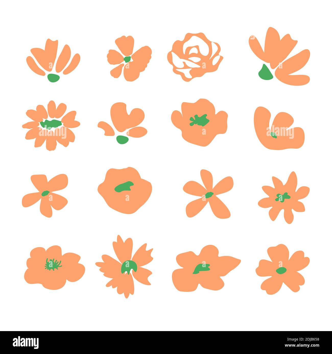 Isolated simple pink flowers set Stock Vector