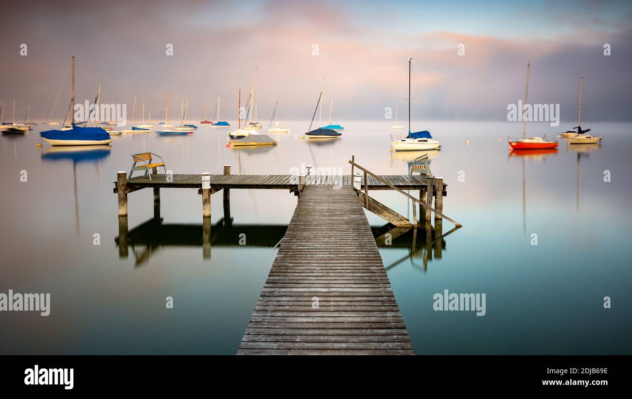 Ammersee am Morgen mit ganz viel Ruhe Stock Photo