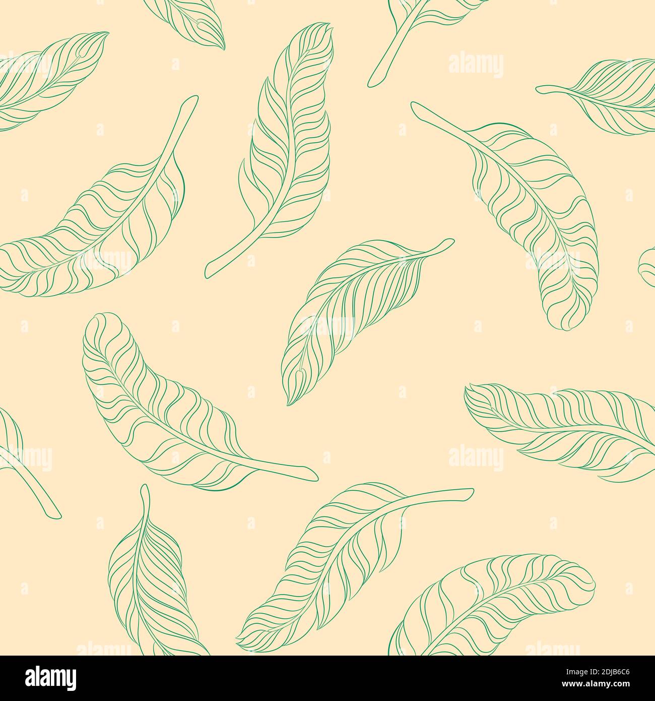 seamless pattern feathers on a beige background. Stock Vector