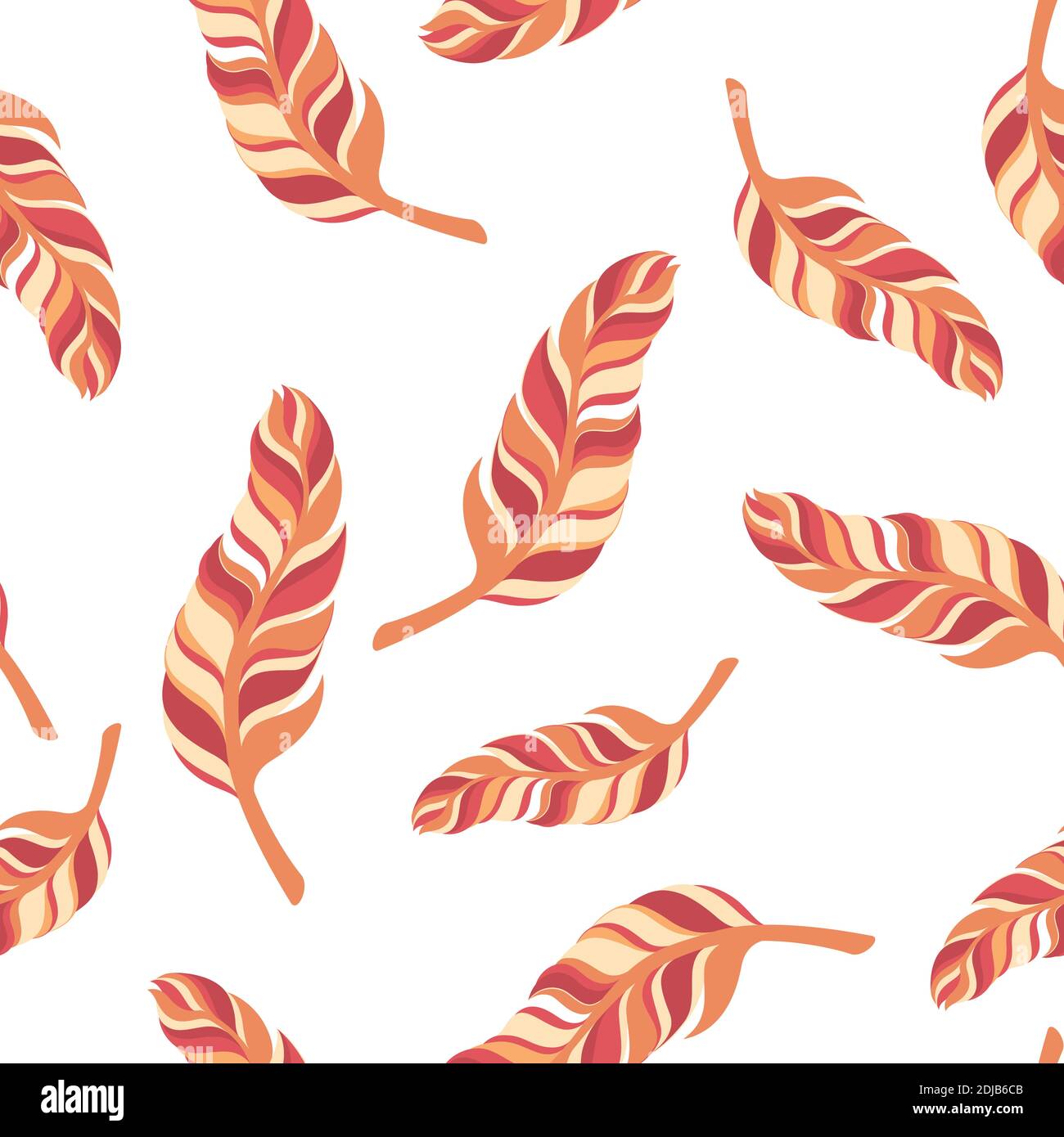 seamless pattern feathers on a white background. Stock Vector