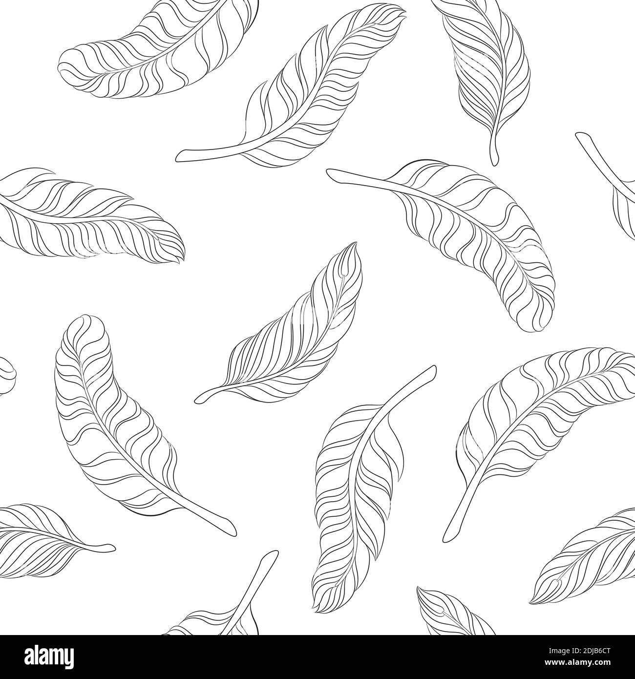 seamless pattern black feathers on white background Stock Vector Image ...
