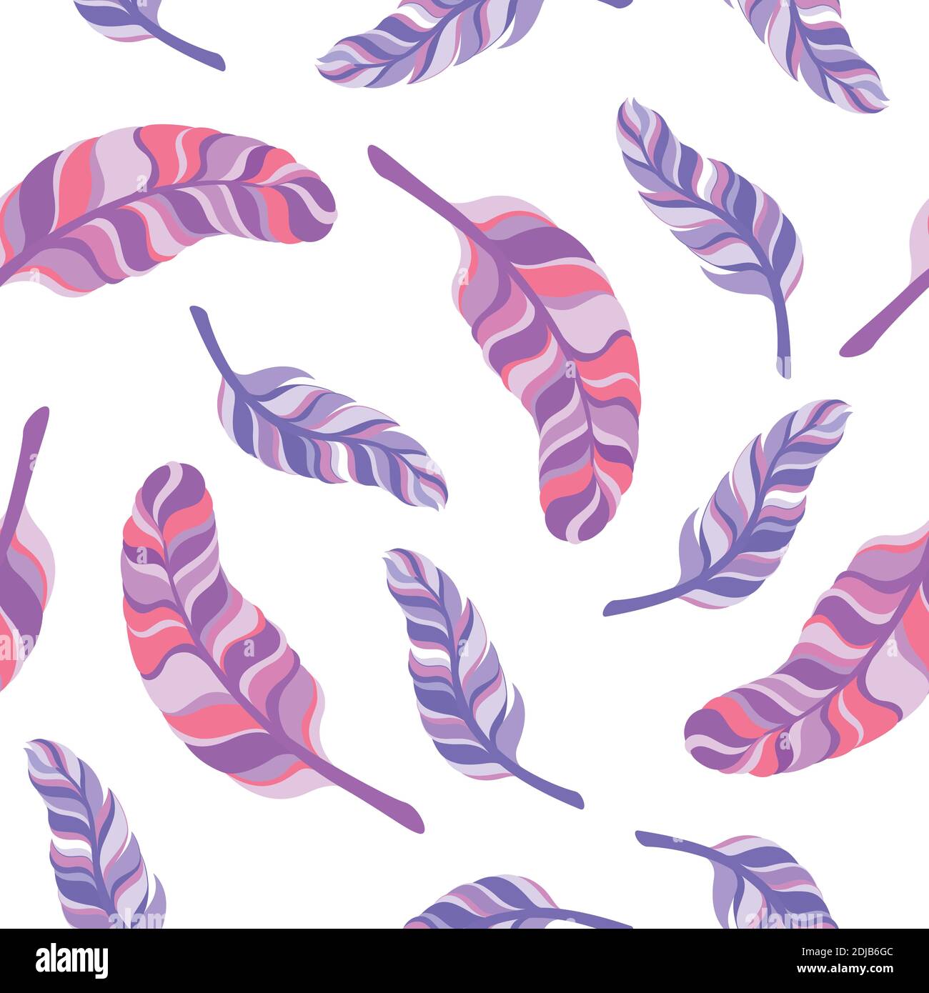seamless pattern colorful feathers on white background. Stock Vector
