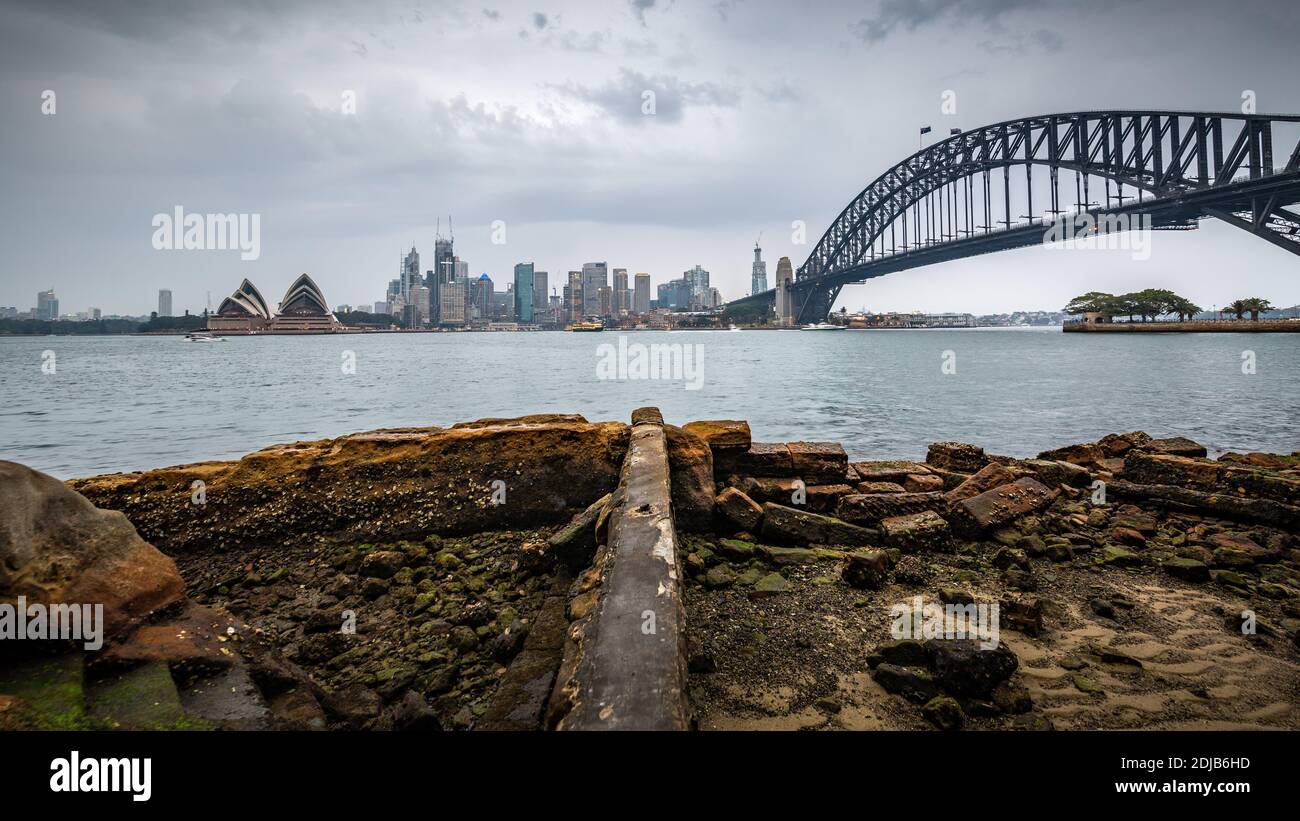 Sydney harbour with harbour bridge and opera house Stock Photo