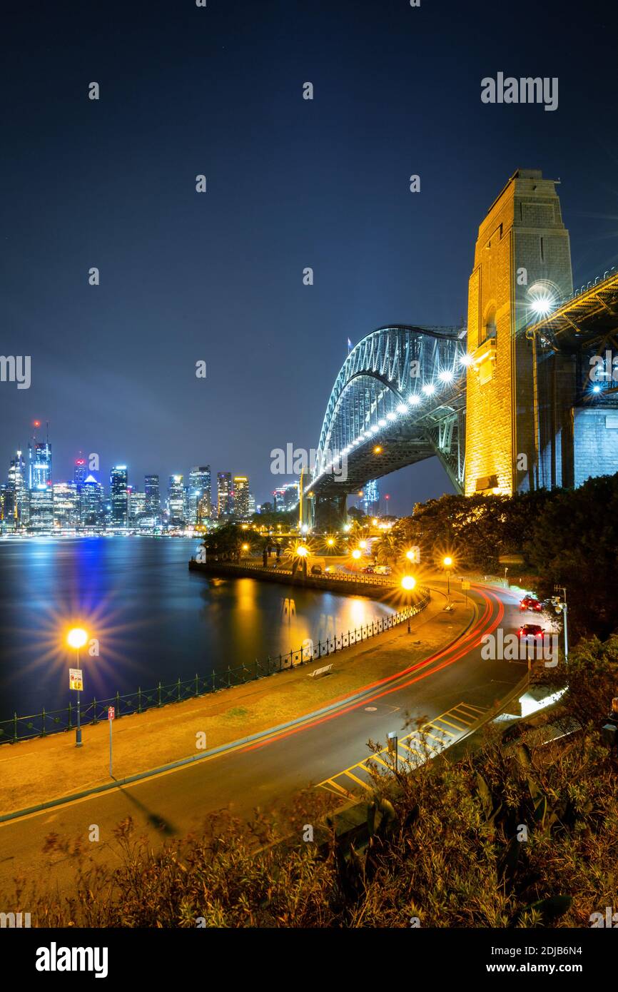 Sydney harbour bridge at night Stock Photo