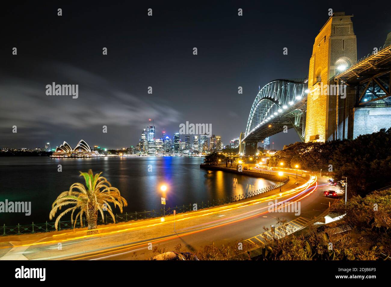 Sydney harbour bridge at night Stock Photo