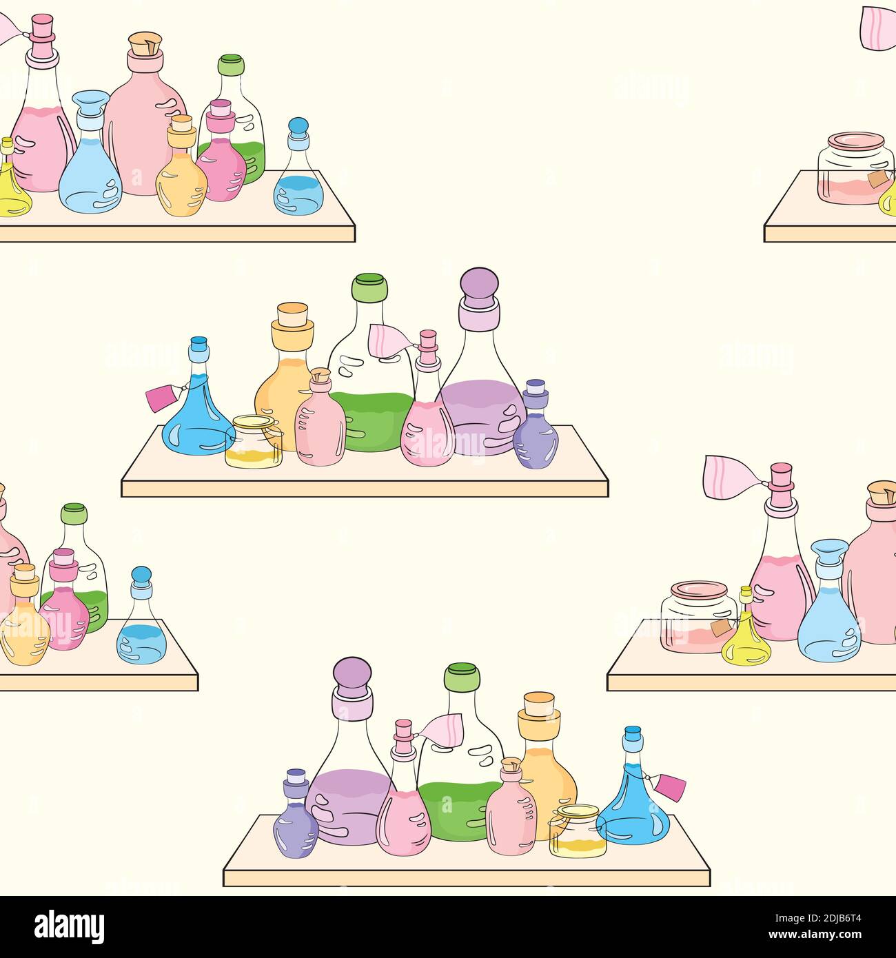 seamless pattern glass jars on the shelf Stock Vector
