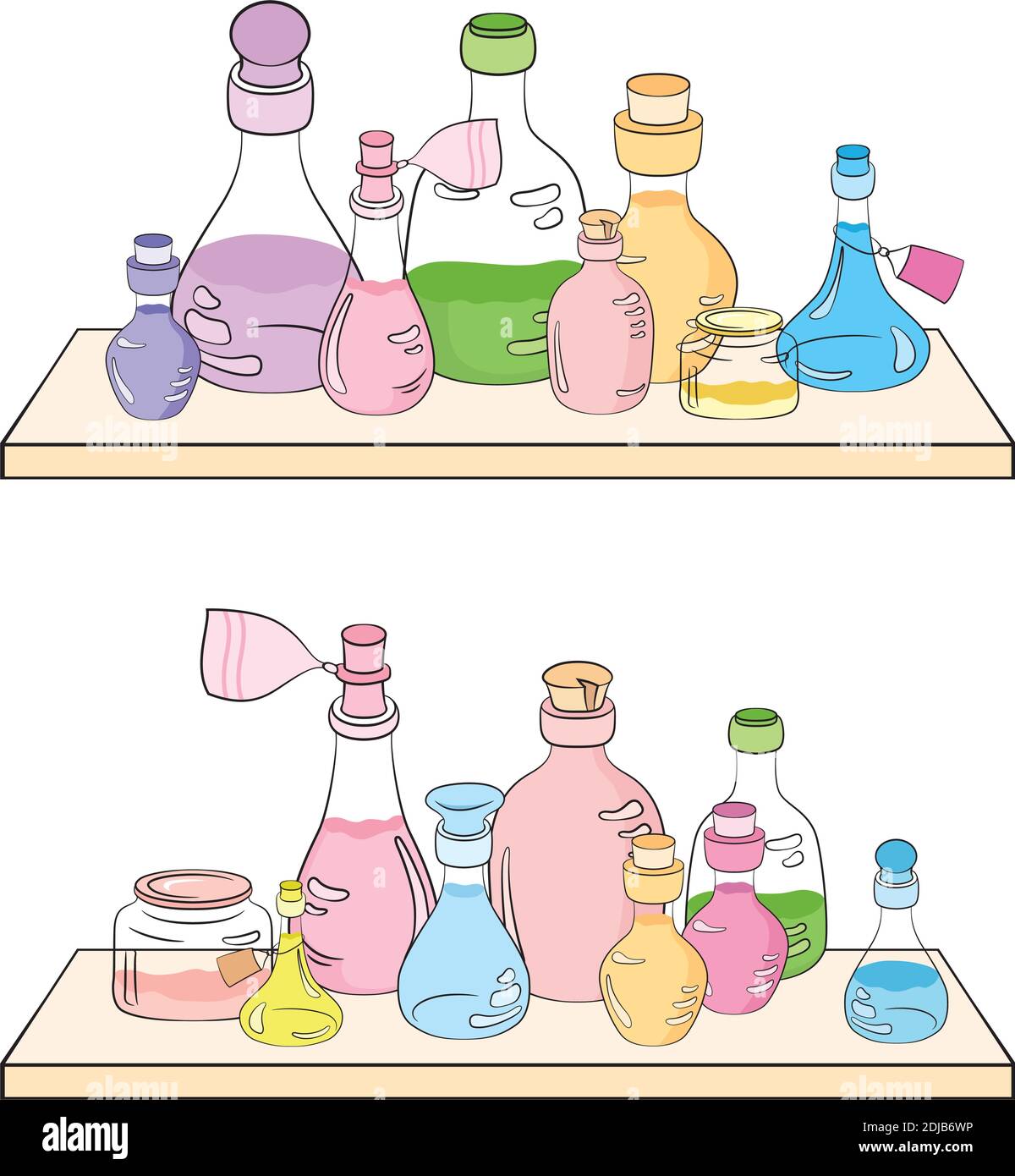glass jars on the shelf on white background. Stock Vector
