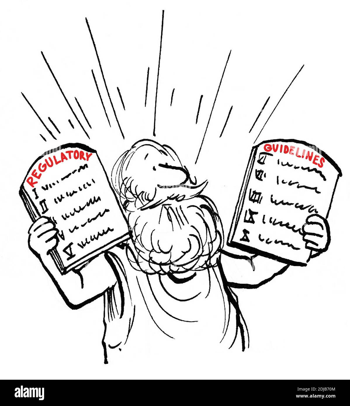 Moses holds up new federal regulation guidelines. Stock Photo